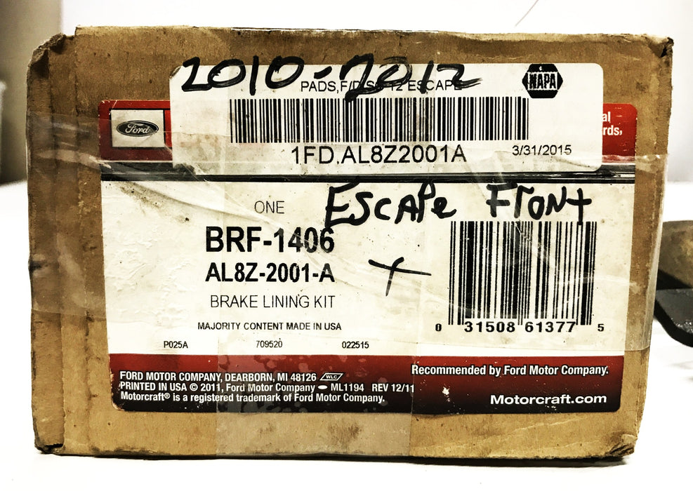 Motorcraft Front Disc Brake Pad Set BRF-1406 NOS