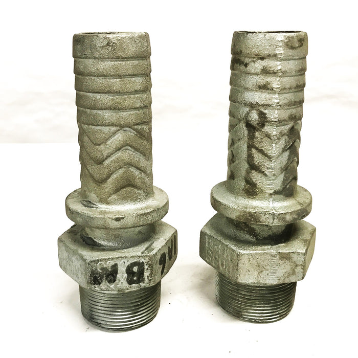 Boss 1-1/2 inch NPT Male x 1-1/2 inch Barb Iron Hose Fitting [Lot of 2] NOS