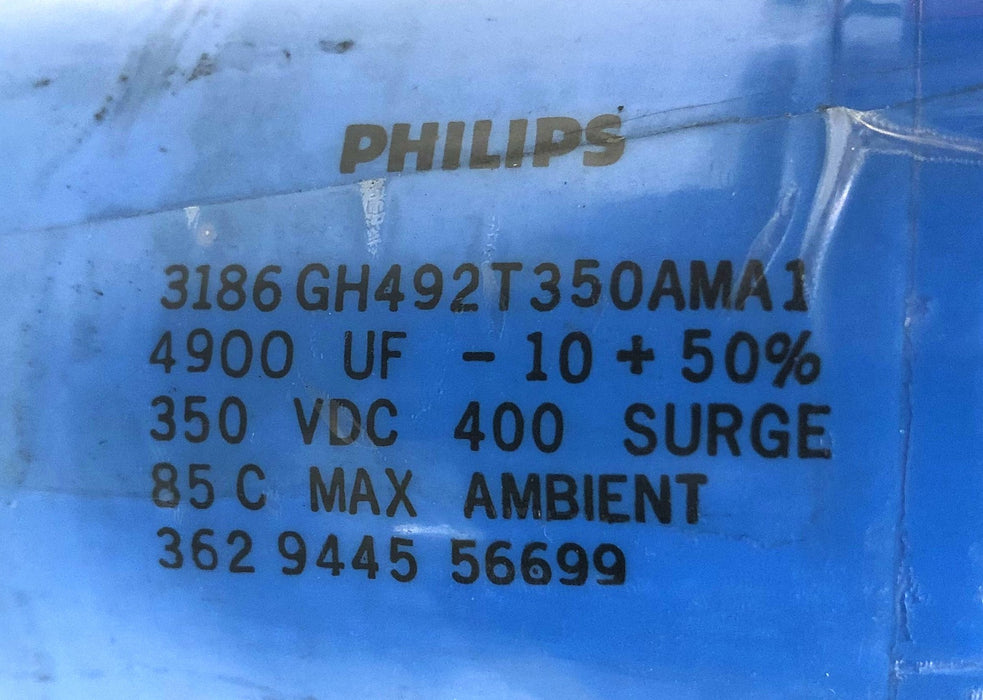 Philips 4900UF -10+50% 350VDC 400 Surge 85C MAX Capacitor 3186GH492T350AMA1 USED