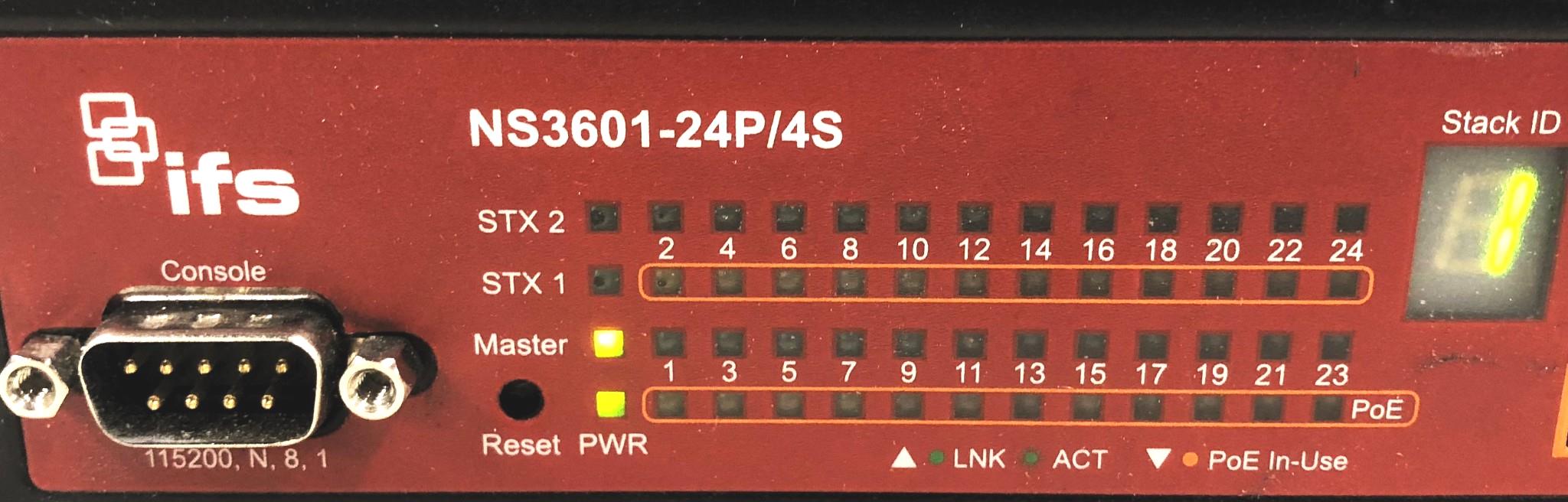 Interlogix 24-Port Gigabit Ethernet Full PoE Managed Switch NS3601-24P/4S USED
