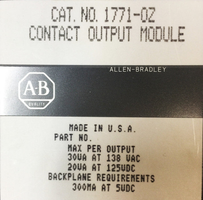 Allen-Bradley Contact Output Module 1771-0Z (960131) USED