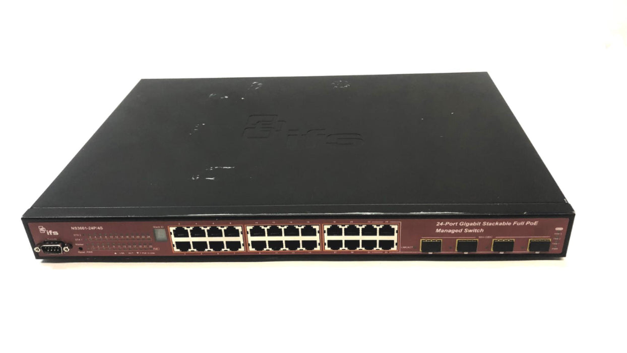Interlogix 24-Port Gigabit Ethernet Full PoE Managed Switch NS3601-24P/4S USED