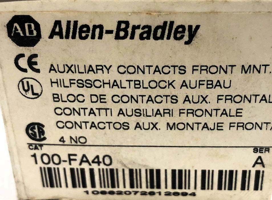 Allen Bradley Auxiliary Contact 100-FA40 [Lot of 2] NOS