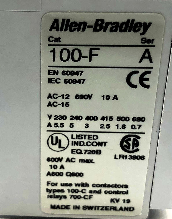 Allen Bradley Auxiliary Contact 100-FA40 [Lot of 2] NOS