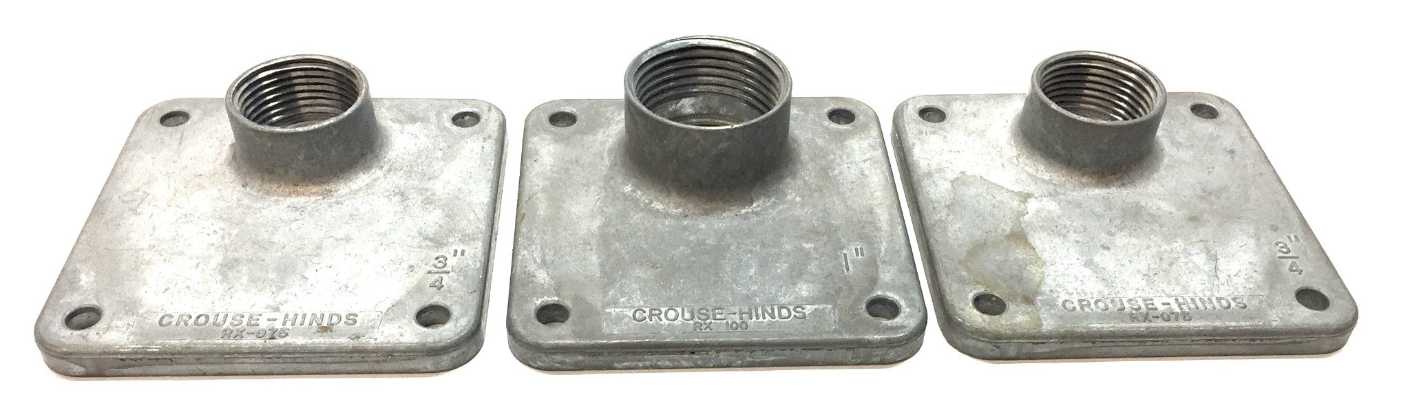 Crouse-Hinds Square Conduit RX-100 1"(1), RX-075 3/4"(2) [Lot of 3] NOS