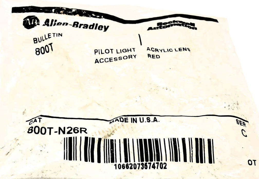 Allen Bradley Pilot Light Acrylic Red Lens Accessory 800T-N26R [Lot of 3] NOS
