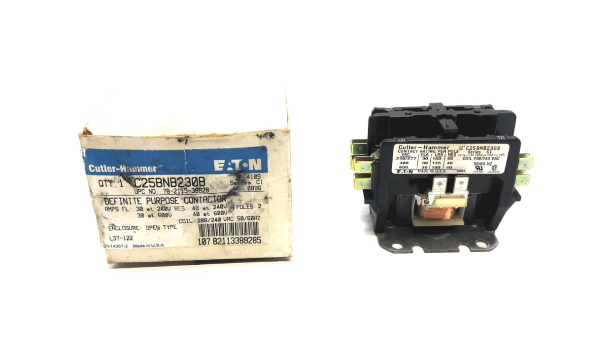 Cutler-Hammer Eaton Definite Purpose Contactor C25BNB230B NOS