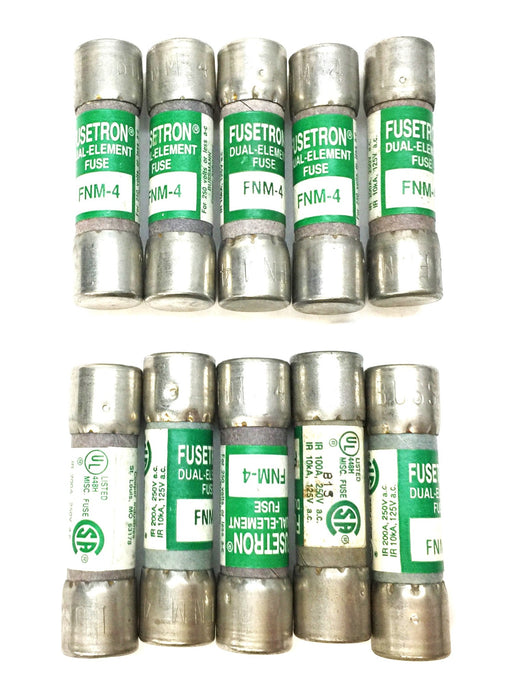 Cooper/Bussmann Fusetron Double-Element Fuse FNM-4 (Lot of 10) NOS