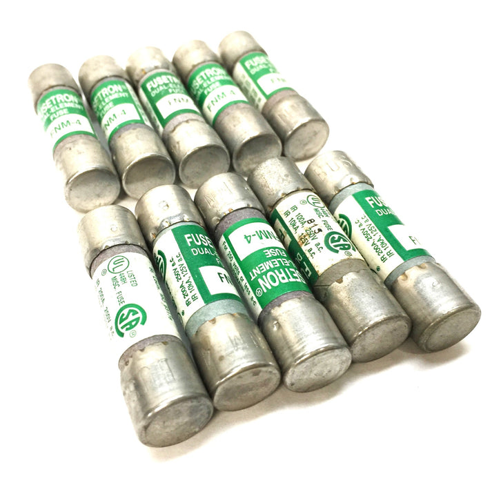 Cooper/Bussmann Fusetron Double-Element Fuse FNM-4 (Lot of 10) NOS