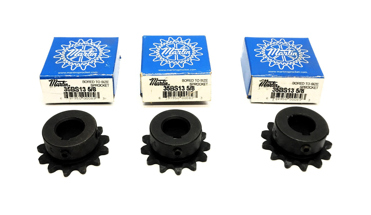 Martin 5/8" Bore Roller Chain Sprocket W/ Keyway 35BS13 5/8 [Lot of 3] NOS