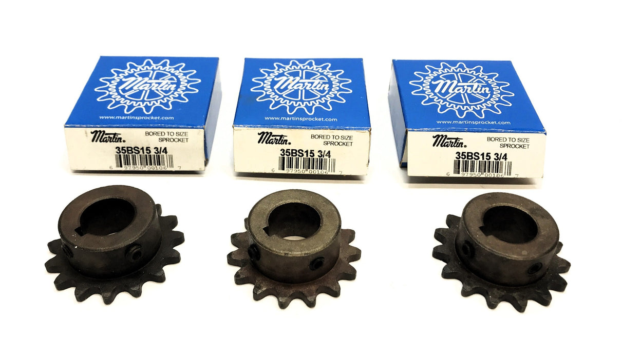 Martin 3/4" Bore Roller Chain Sprocket W/ Keyway 35BS15 3/4 [Lot of 3] NOS