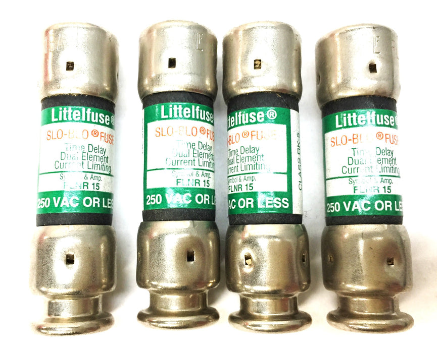 Littelfuse SLO-BLO Time-Delay Dual Element Fuse FLNR-15 (Lot of 4) NOS