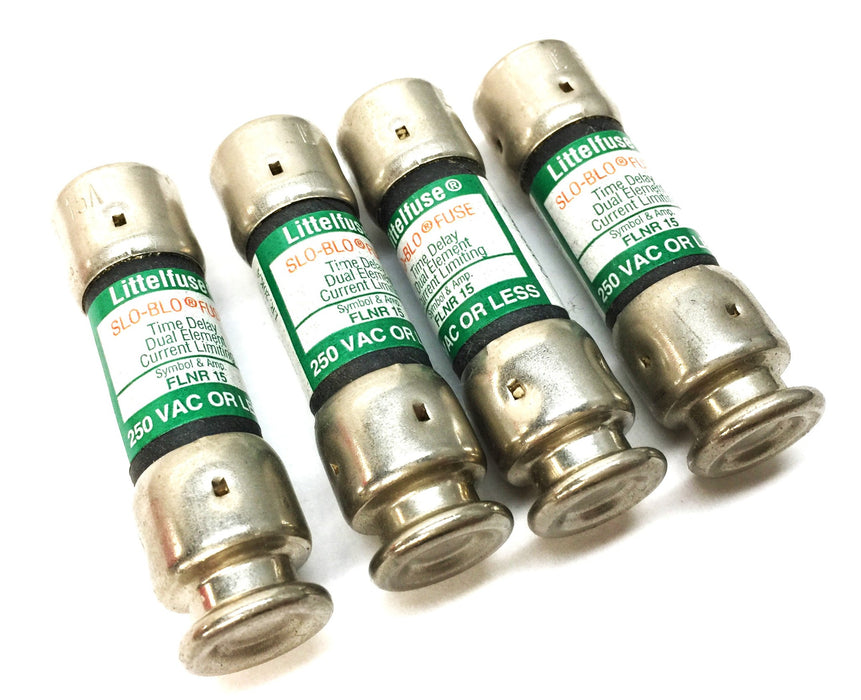 Littelfuse SLO-BLO Time-Delay Dual Element Fuse FLNR-15 (Lot of 4) NOS