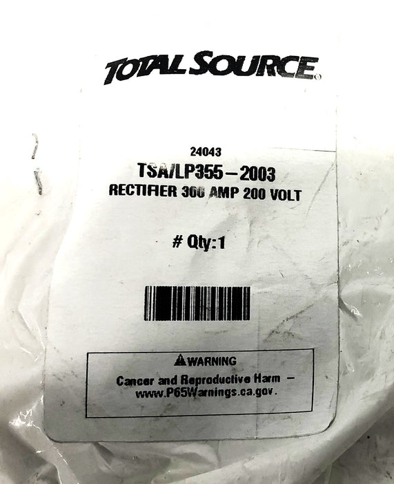 Total Source 300 Amp 200 Volt Rectifier LP355-2003 NOS