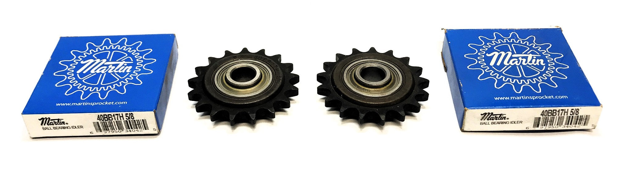 Martin 5/8" Ball Bearing Idler Sprocket 40BB17H 5/8 [Lot of 2] NOS