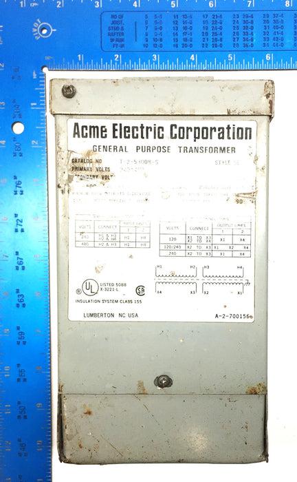 Acme Electric 240 X 480 General Purpose Transformer T-2-53008-S USED
