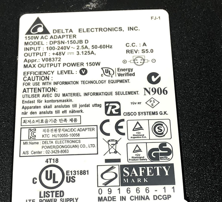 Delta Electronics PSU Adapter (No Power Cord) (Untested) DPSN-150JB D USED