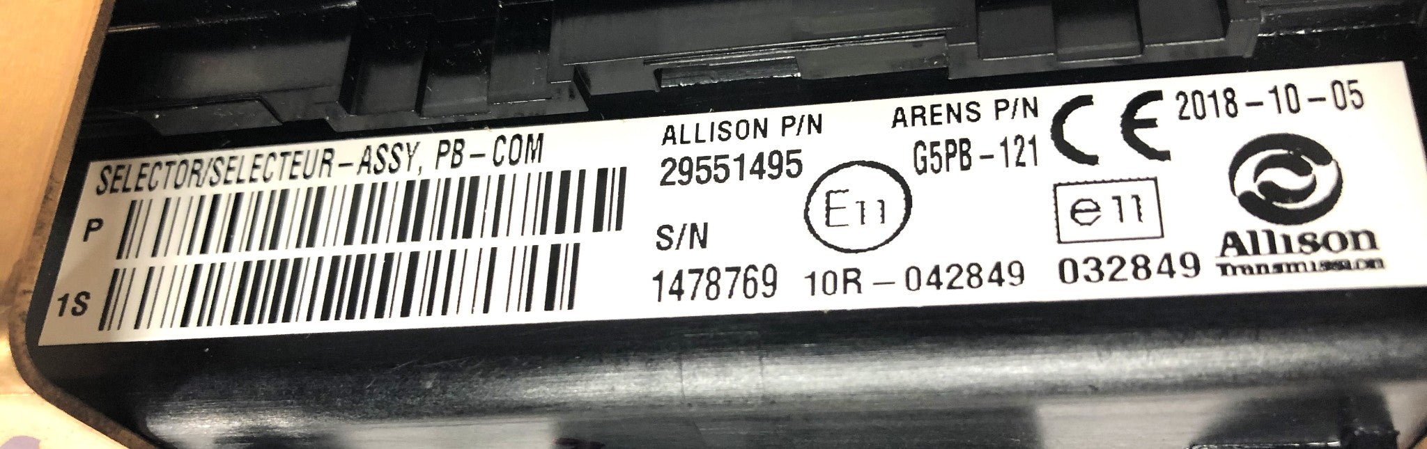 Allison Transmission Pushbutton Gear Selector 29551495 NOS