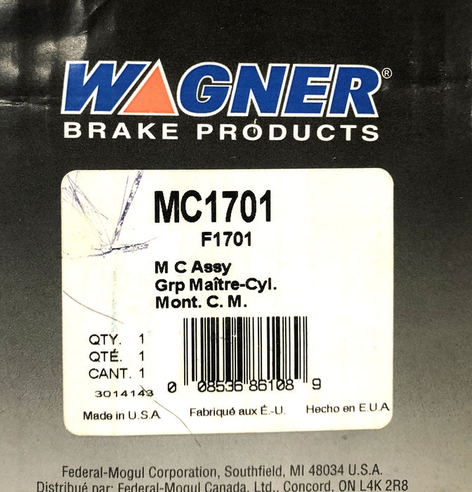 Wagner Master Cylinder Assembly MC1701 (F1701) NOS
