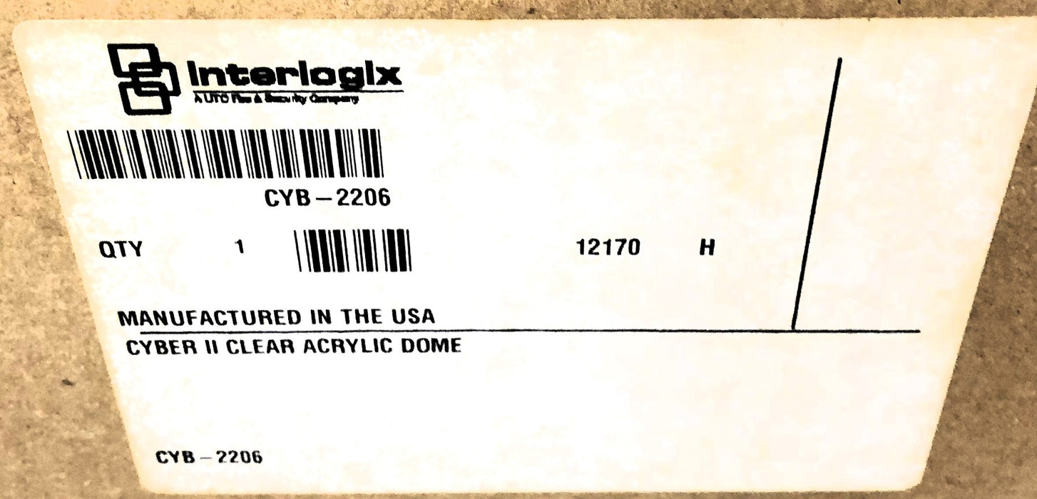 Interlogix Cyber II Acrylic Clear Dome CYB-2206 NOS