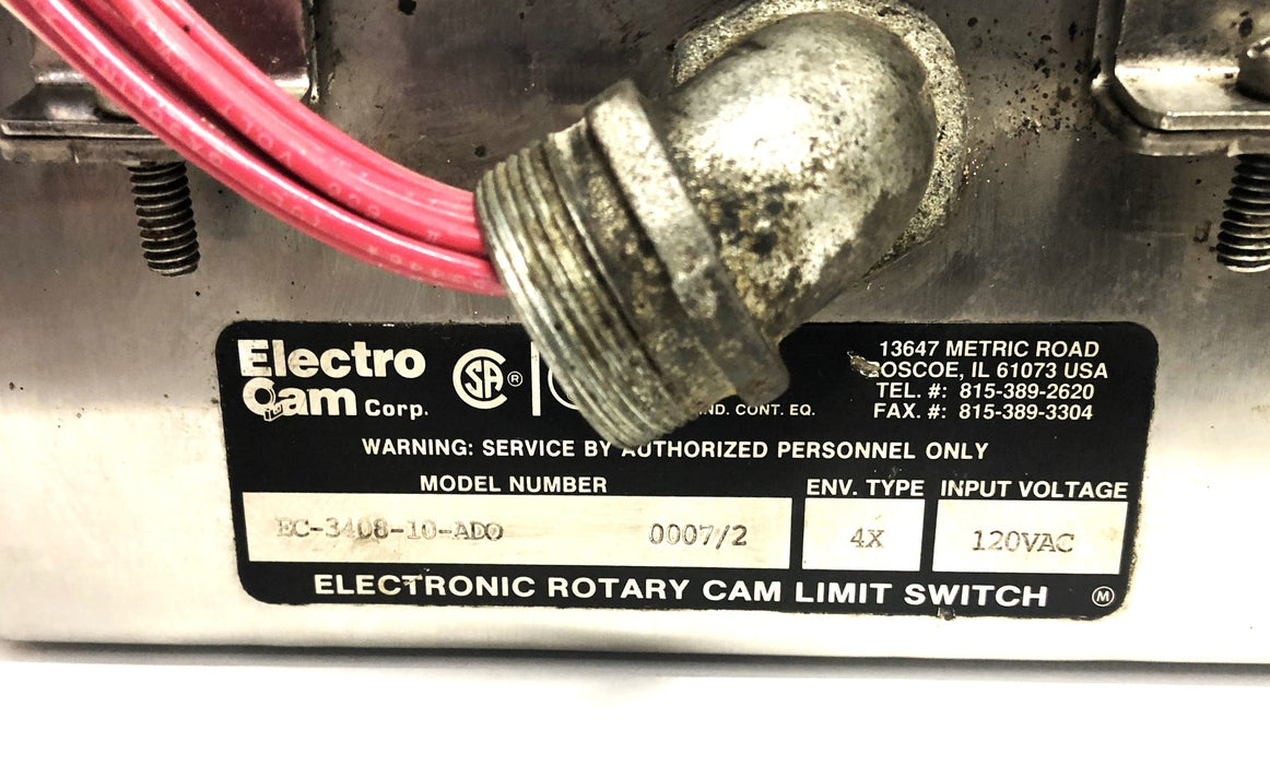 Electro-Cam 120VAC Rotary Cam Limit Switch EC-3408-10-ADO 0007/2 USED