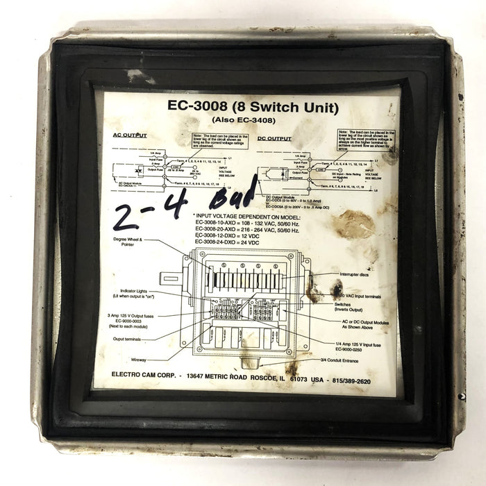 Electro-Cam 120VAC Rotary Cam Limit Switch EC-3408-10-ADO 0007/2 USED