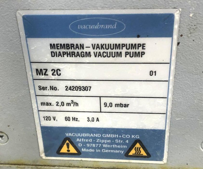 ATB Vacuubrand MZ-2C AC 1 PH Rotary Membrane Vacuum Pump ABF63/4C-7RQ USED