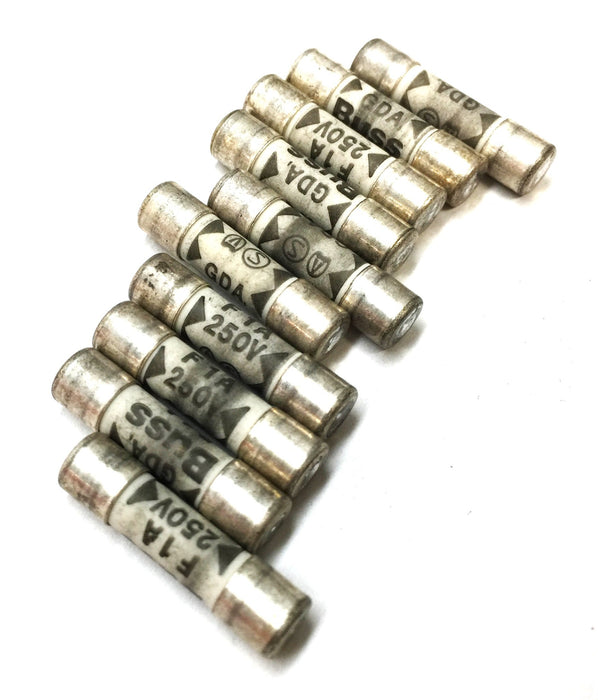 Bussmann GDA 1A/250V Miniature Fuse F1A [Lot of 10] NOS
