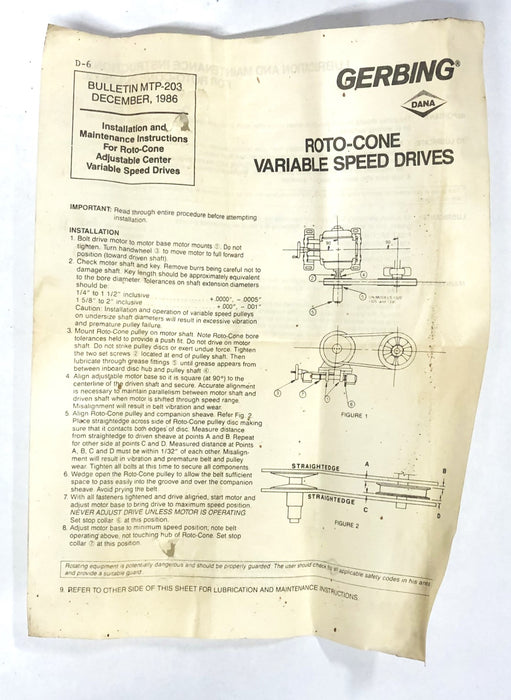 DANA Roto-Cone Variable Speed Pulley 2475954/2475955 NOS