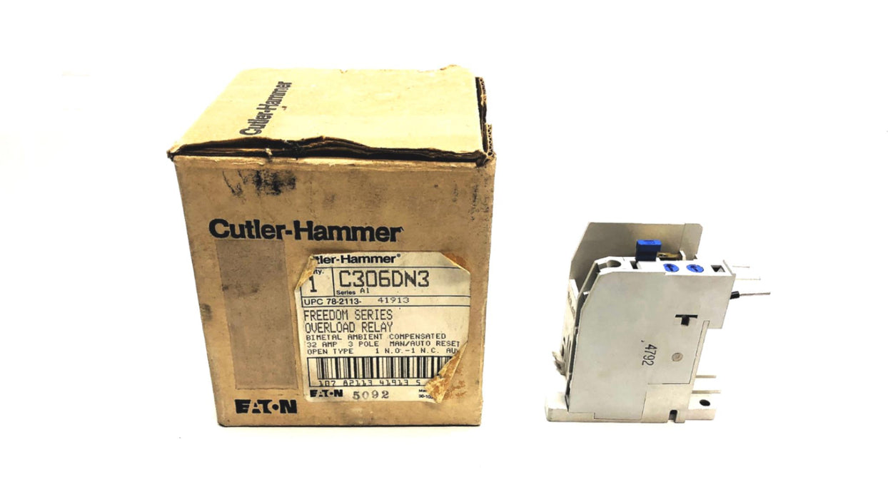 Cutler-Hammer Eaton Overload Relay C306DN3 USED