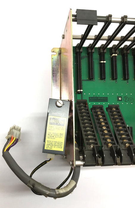 Allen-Bradley 8-Slot Card Chassis w/Battery Attach. 1771AB Ser.A 636009-90C USED