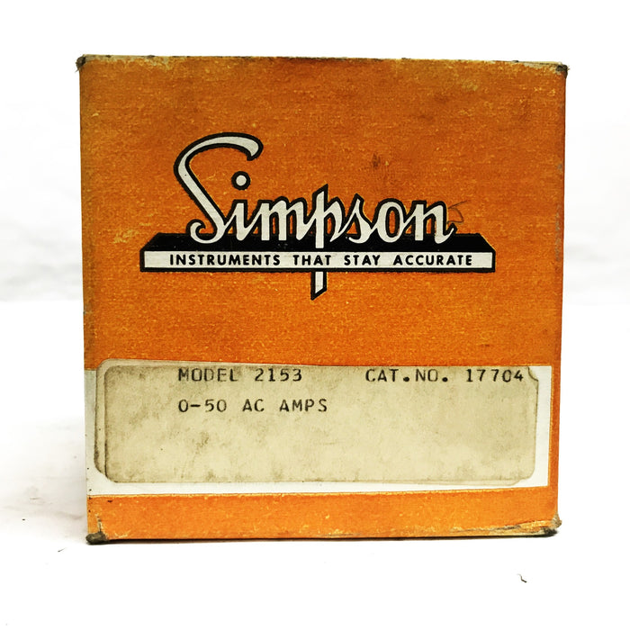 Simpson 0-50 Amp Panel AC Amp Meter Model 2153 NOS