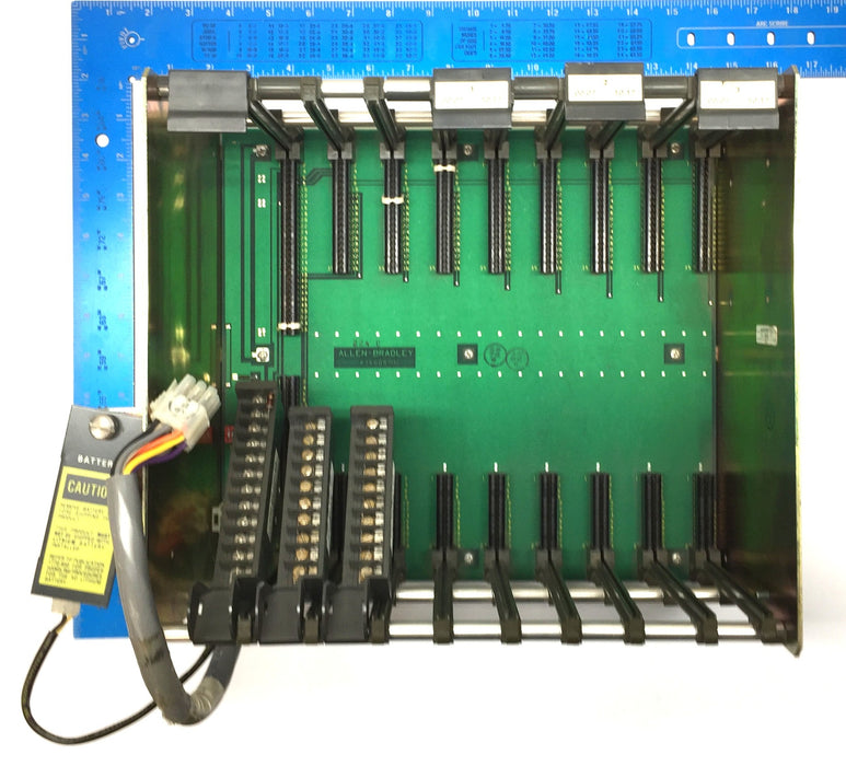 Allen-Bradley 8-Slot Card Chassis w/Battery Attach. 1771AB Ser.A 636009-90C USED