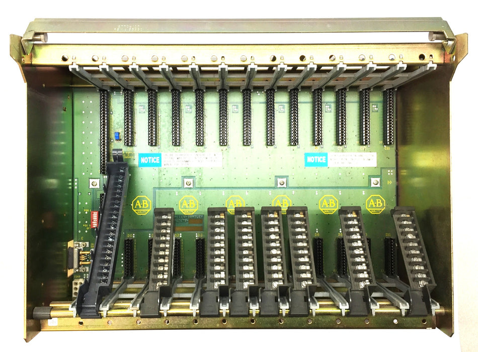 Allen-Bradley 1771-A3B1 12-Slot Card Chassis w/Swing Arm Terminals 960678 USED