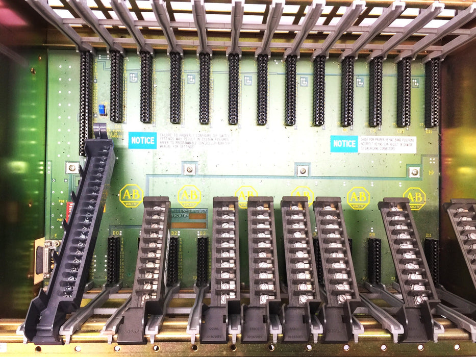 Allen-Bradley 1771-A3B1 12-Slot Card Chassis w/Swing Arm Terminals 960678 USED