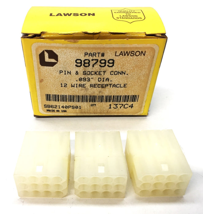 Lawson Pin & Socket Connector .093 Dia. 12-Wire Receptacle Pack (3pcs) 98799 NOS