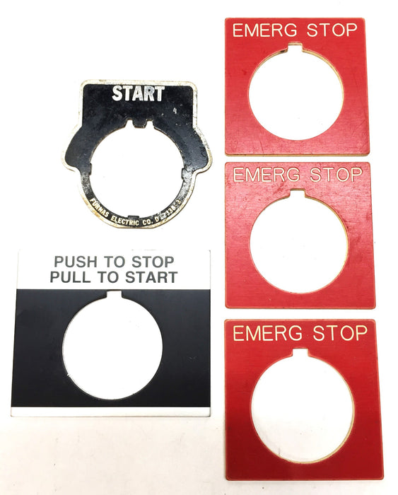 Furnas 30mm START/STOP/EMERGENCY Plate [Lot of 5] NOS
