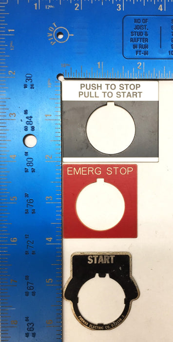 Furnas 30mm START/STOP/EMERGENCY Plate [Lot of 5] NOS