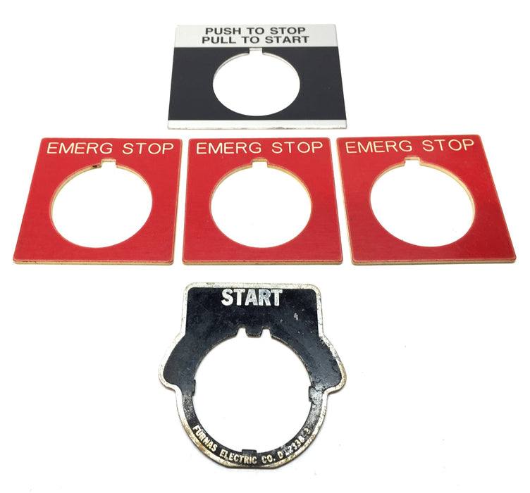 Furnas 30mm START/STOP/EMERGENCY Plate [Lot of 5] NOS