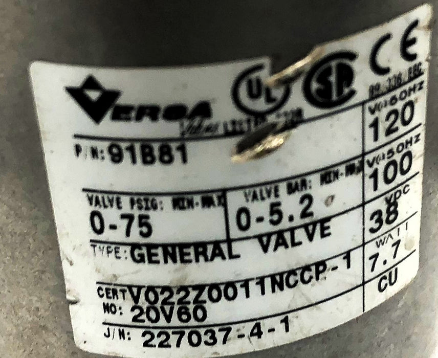 Versa 38VDC Solenoid Valve 91881 NOS