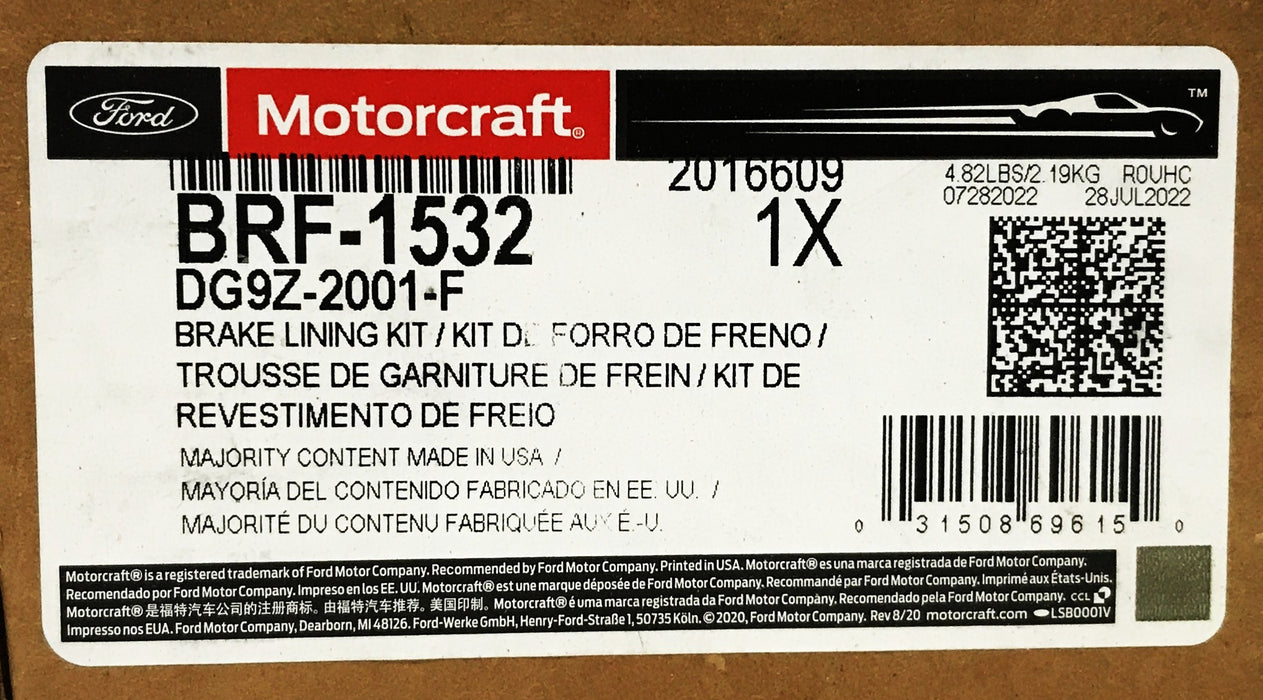 Motorcraft Ford Front Disc Brake Pad Set BRF-1532 NOS