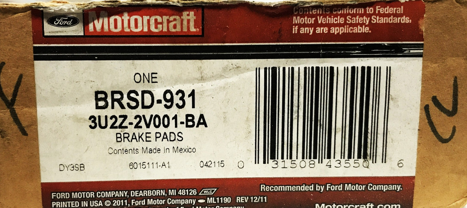 Motorcraft Ford Disc Brake Pad Set BRSD-931 NOS