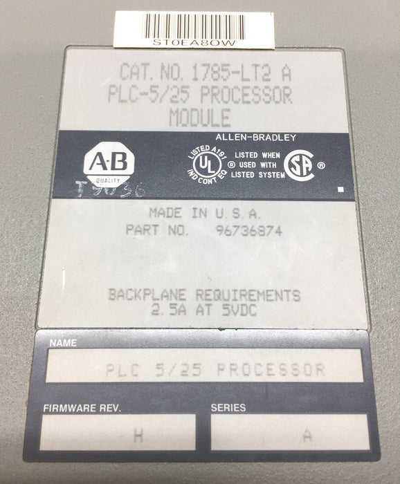 Allen-Bradley Processor Module 1785-LT2 Series.A Firmware.H (96736874) USED