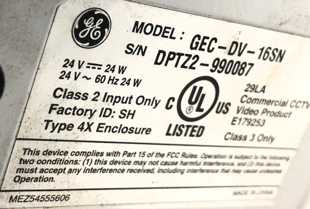 GE Security Dome Video Camera (Untested) GEC-DV-16SN USED