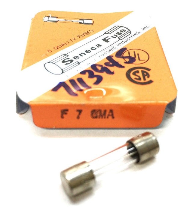Seneca Fuse\Buss 7A/125V Miniature Glass Fuse Pack (5pcs) F7 GMA [Lot of 2] NOS