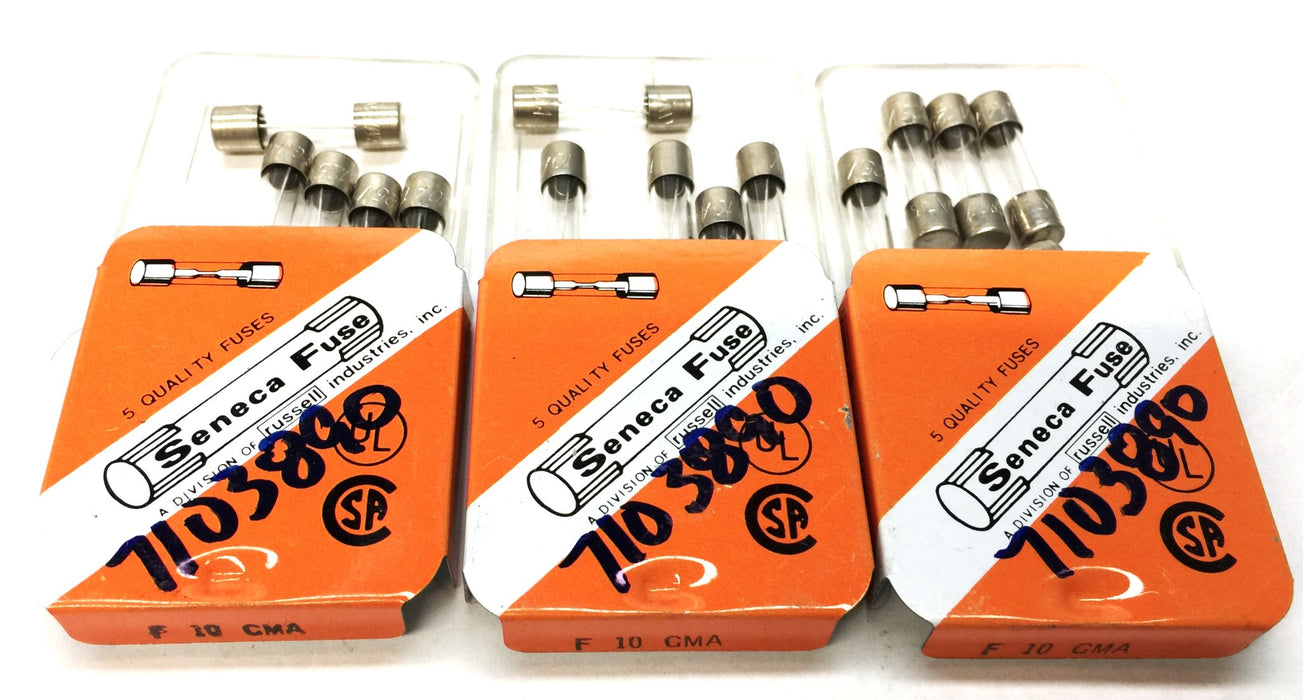 Buss 10A/125V Miniature Glass Fuse Pack (5pcs) F10 GMA [Lot of 3] NOS