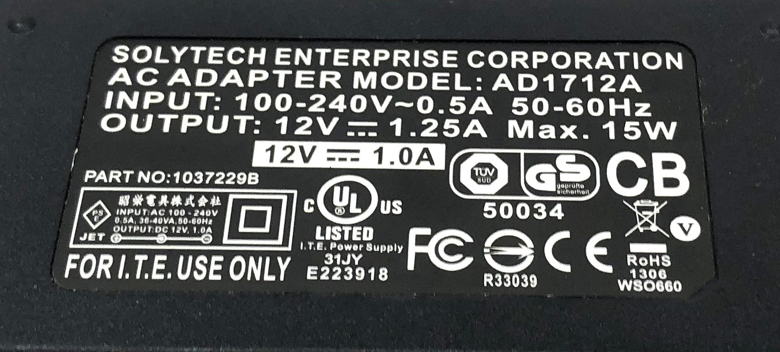 Solytech Enterprise AC Adapter (Untested) AD1712A (1037229B) USED
