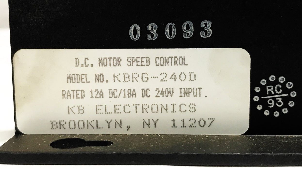 KB Electronics DC Motor Speed Control Unit KB-240D USED