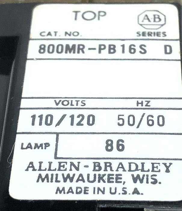 Allen-Bradley Push Button 800MR-PB16S (800M-XAK) NOS