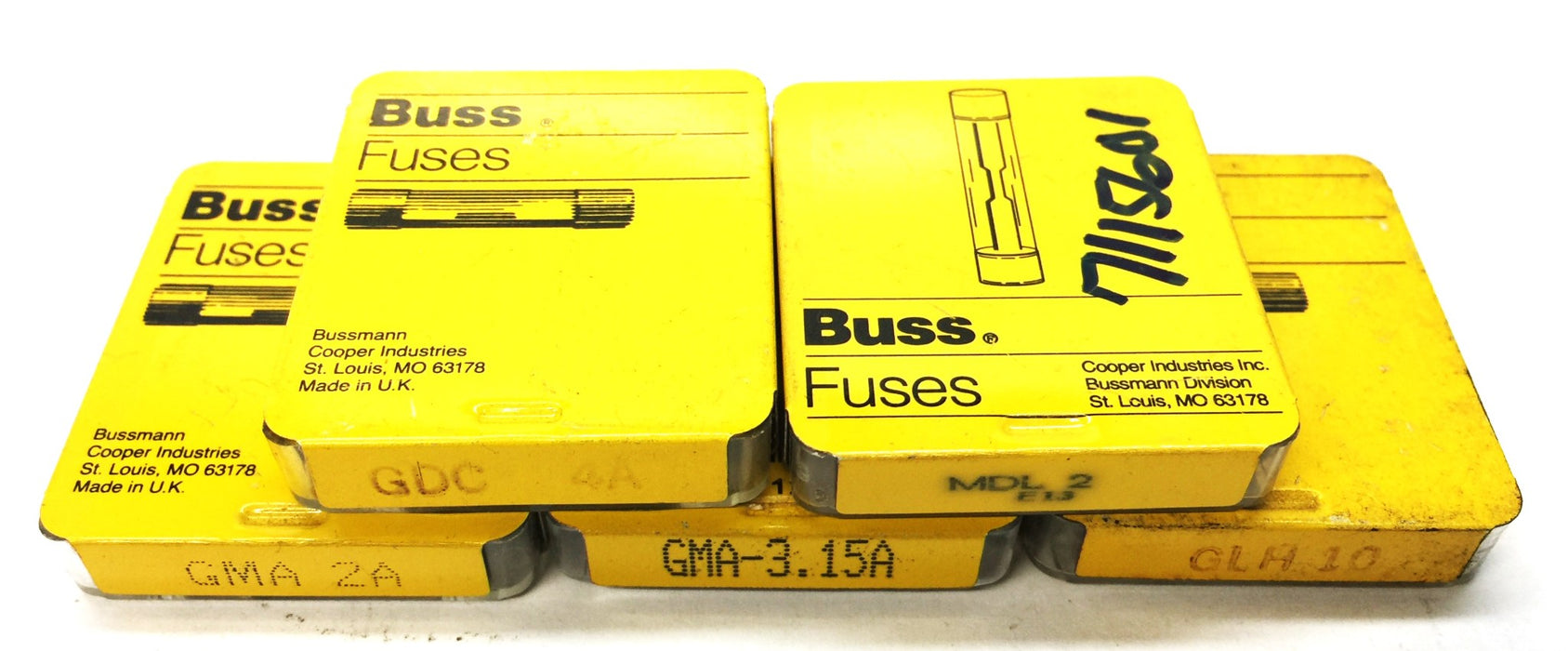 Bussmann Miniature Glass Fuse Assortment Pack (5pcs) GMA-3.15A [Lot of 5] NOS